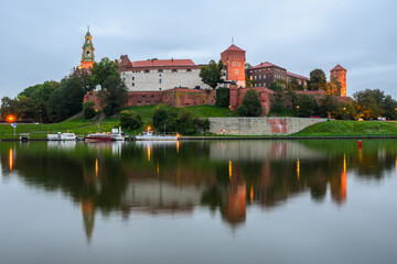 Wawel Castle at Vistula River in central Krakow, Poland