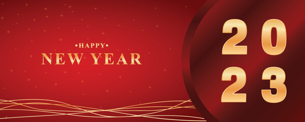 New year 2023 background with gradient red and gold colors
