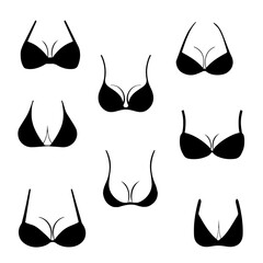bikini ,Bra of underwear vector black set, sexy boobs,Lingerie,Bras