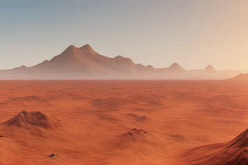Naklejka premium a desert with a mountain in the distance, a detailed matte painting