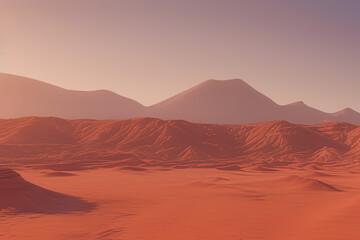 Plakat a desert with a mountain in the distance, a detailed matte painting