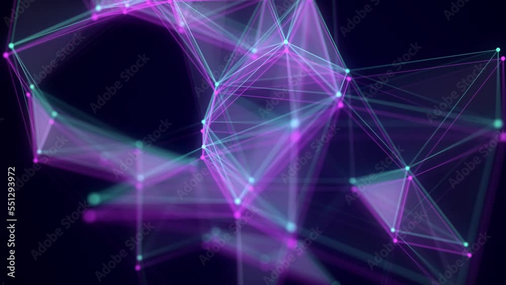Poster Colored network connection structure with glitch effect. Science background. Abstract digital background. Big data visualization. 3d rendering.