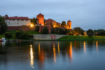 Wawel Castle at Vistula River in central Krakow, Poland
