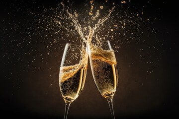 Celebration toast with champagne - obrazy, fototapety, plakaty