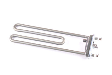Tubular electric Heating element made of steel for washing machines, boiling water, heating, isolated on white background