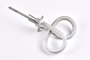 Tubular electric Heating element made of steel for washing machines, boiling water, heating, isolated on white background