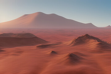 Fototapeta na wymiar a desert with a mountain in the distance, a detailed matte painting