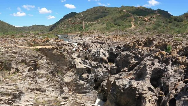 detail of Pulo do Lobo waterfall, Guadiana river, municipality of M&eacute;rtola / Santa Maria, district of Beja, Alentejo, Portugal