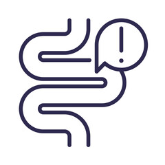 constipation icon with bowel, line