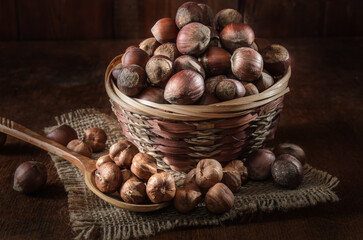 hazelnuts in a basket