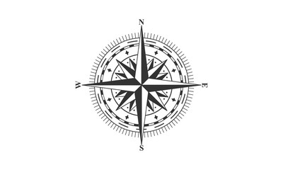 Wind rose illustration. Nautical compass icon isolated on white background. Design element for marine theme Vector Illustration