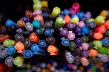 Background of lots assorted colorful marker pen set