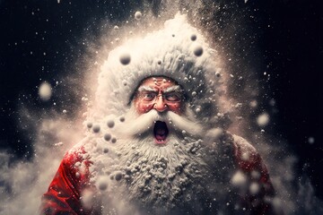 Explosion of snow Santa Claus