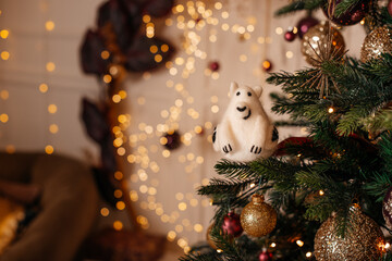 Weihnachtsanhänger Baumschmuck Eisbär sitzend Filz