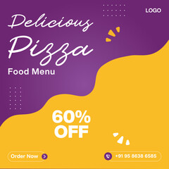 Pizza Food social media banner post template design 