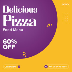Pizza Food social media banner post template design 