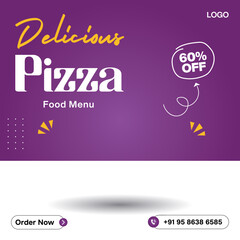 Pizza Food social media banner post template design 