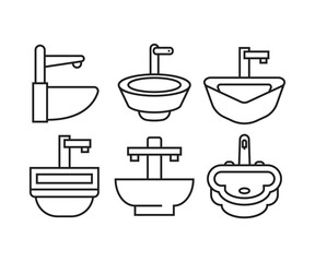 sink and basin icons set illustration