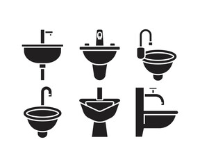 sink and basin icons set illustration