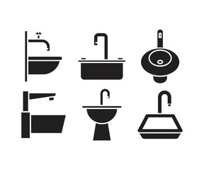 sink and basin icons set illustration