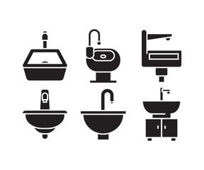 sink and basin icons set illustration