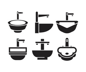 sink and basin icons set illustration