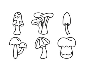 mushroom icons set vector line illustration