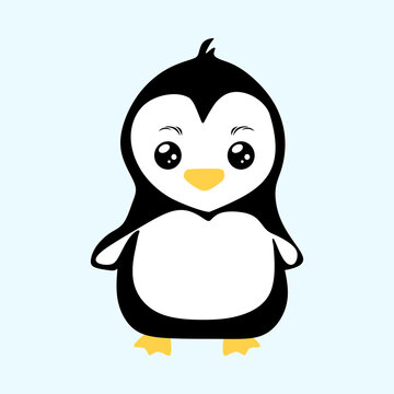 Cute pinguin. Pinguin illustration on blue background. vector illustration eps10
