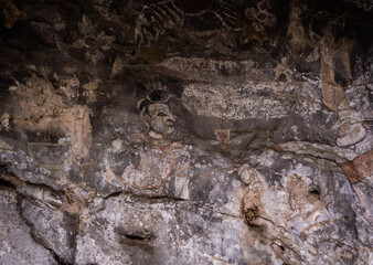 Beautiful texture of dark stone background in the cave