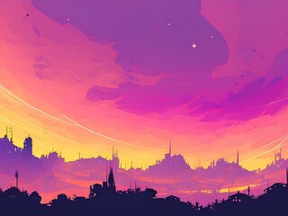 sunset over the city