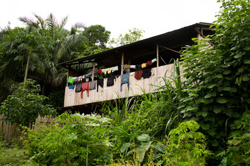 Views from the streets and houses in a town in the Amazonian region in Peru close to Yurimaguas City.
