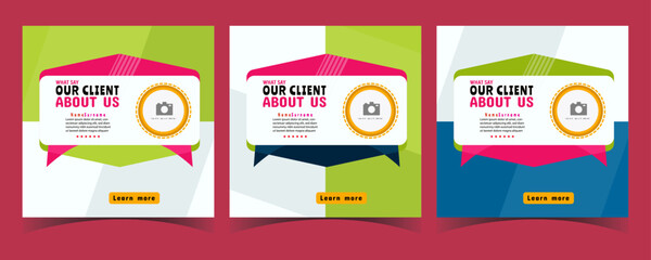 Client testimonials or customer feedback social media post web banner template