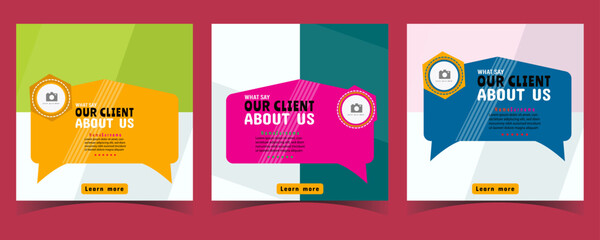Client testimonials or customer feedback social media post web banner template
