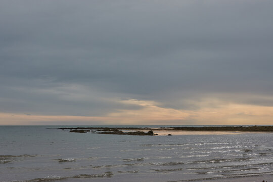 irish coastline at dusk