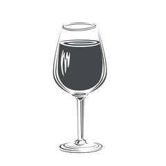 Wine glass icon. Silhouette. Vector icon drawn with a line, isolated in a modern style, for the design of menus, social media pages and postcards