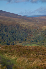 landscape with meandering river through hills