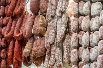 Various salame sausages