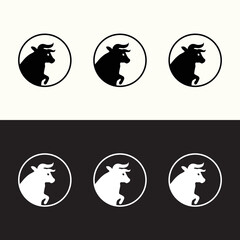 Circle bull animal logo template design  . icon logo . silhouette logo 