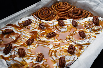 Cinnabon rolls with cinnamon, nougat and nuts