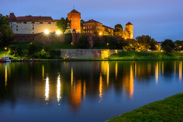 Fototapeta na wymiar Wawel Castle at Vistula River in central Krakow, Poland