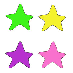 set of bright, colored, watercolor, colorful, cheerful stars for a holiday, children's party, design, postcard and invitation