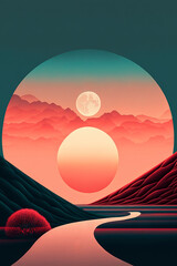 Sunset, abstract background illustration