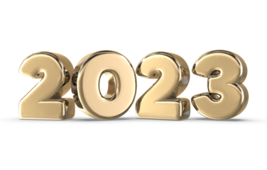 Happy New Year 2023 Gold 3D