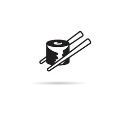 sushi roll with chopsticks vector illustration