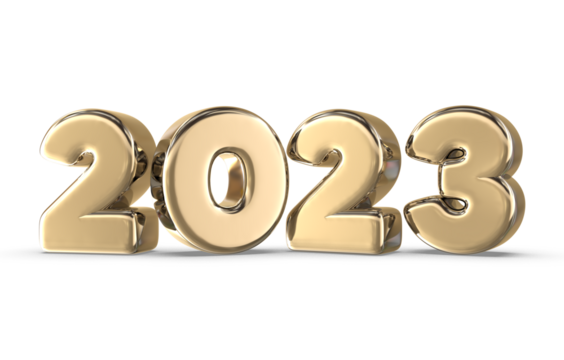 Happy New Year 2023 Gold 3D