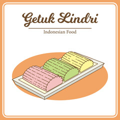 Hand Drawn of traditional Indonesian food called Getuk Lindri. Delicious Asian Food doodle