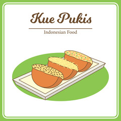 Hand Drawn of traditional Indonesian food called Kue Pukis. Delicious Asian Food doodle