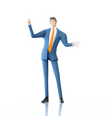 Talking businessman. 3D rendering illustration