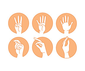 hand gesture in circle button set vector illustration