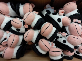 Dairy cow dolls on the store shelf
